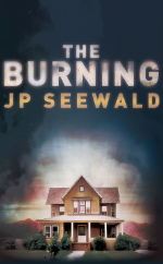 Book cover for The Burning, a house with smoke effects